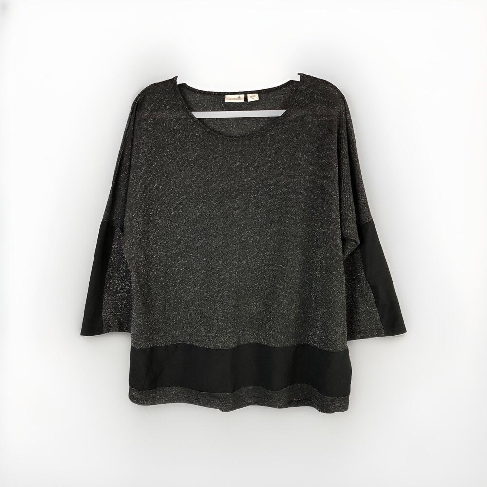 Jaclyn Smith Collection 1X Pullover Black Sparkly‎ Long Sleeve Top Blouse Shirt